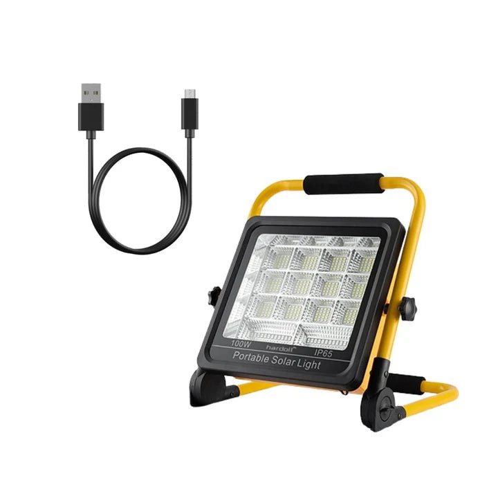 Hardoll 100W Solar Portable LED Work Light Waterproof Outdoor Camping Emergency Car Job Site Lighting - Hardoll