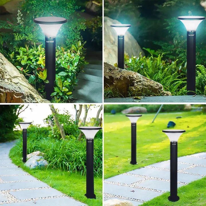 Hardoll 10W Solar Lights for Outdoor Home Garden 40 LED Waterproof Gate Wall Post Lamp with Pole Upgraded Model(Round Shape) - Hardoll