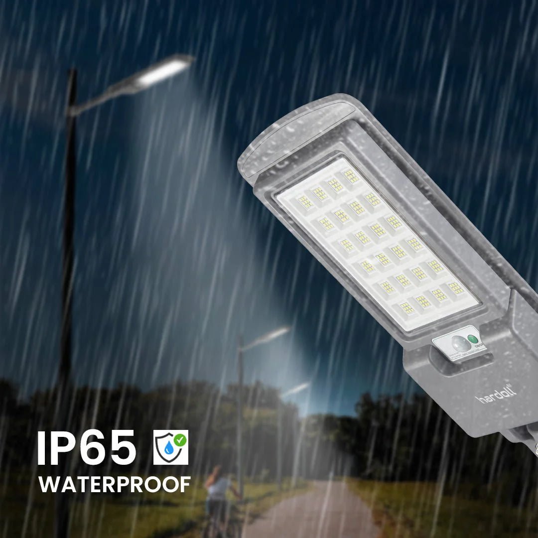 Hardoll 120W All in One Solar Street Light LED Outdoor Waterproof Lamp for Home Garden,ABS Upgraged Model (Cool White - Pack of 1) - Hardoll