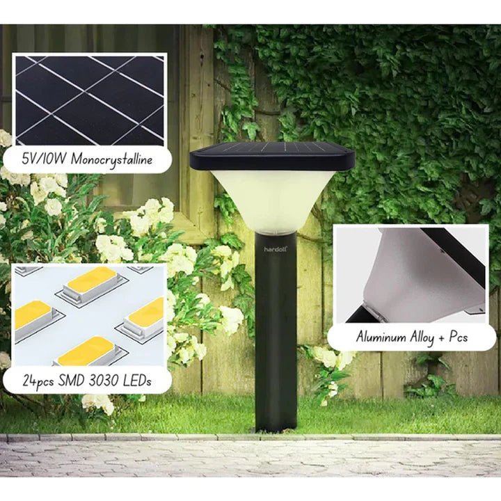 Hardoll 15W Solar Pillar Lights for Outdoor Home Garden Waterproof Wall Gate Post Lamp with Pole(Square Shape - Pack of 1) - Hardoll