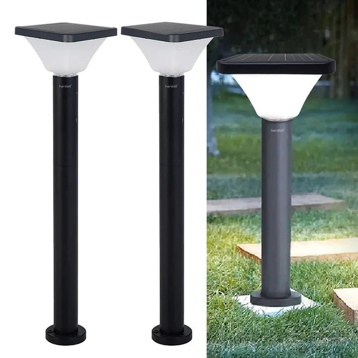 Hardoll 15W Solar Pillar Lights for Outdoor Home Garden Waterproof Wall Gate Post Lamp with Pole(Square Shape - Pack of 1) - Hardoll