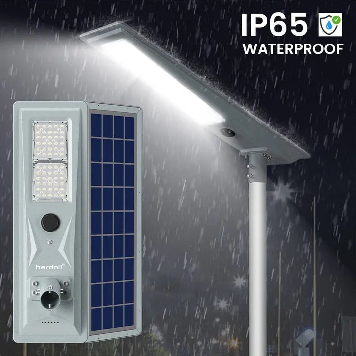 Hardoll 200W All in One Solar Street Light LED Outdoor Waterproof Lamp for Home Garden,Die cast Aluminium(Cool White - Pack of 1) - Replaceable Battery - Hardoll