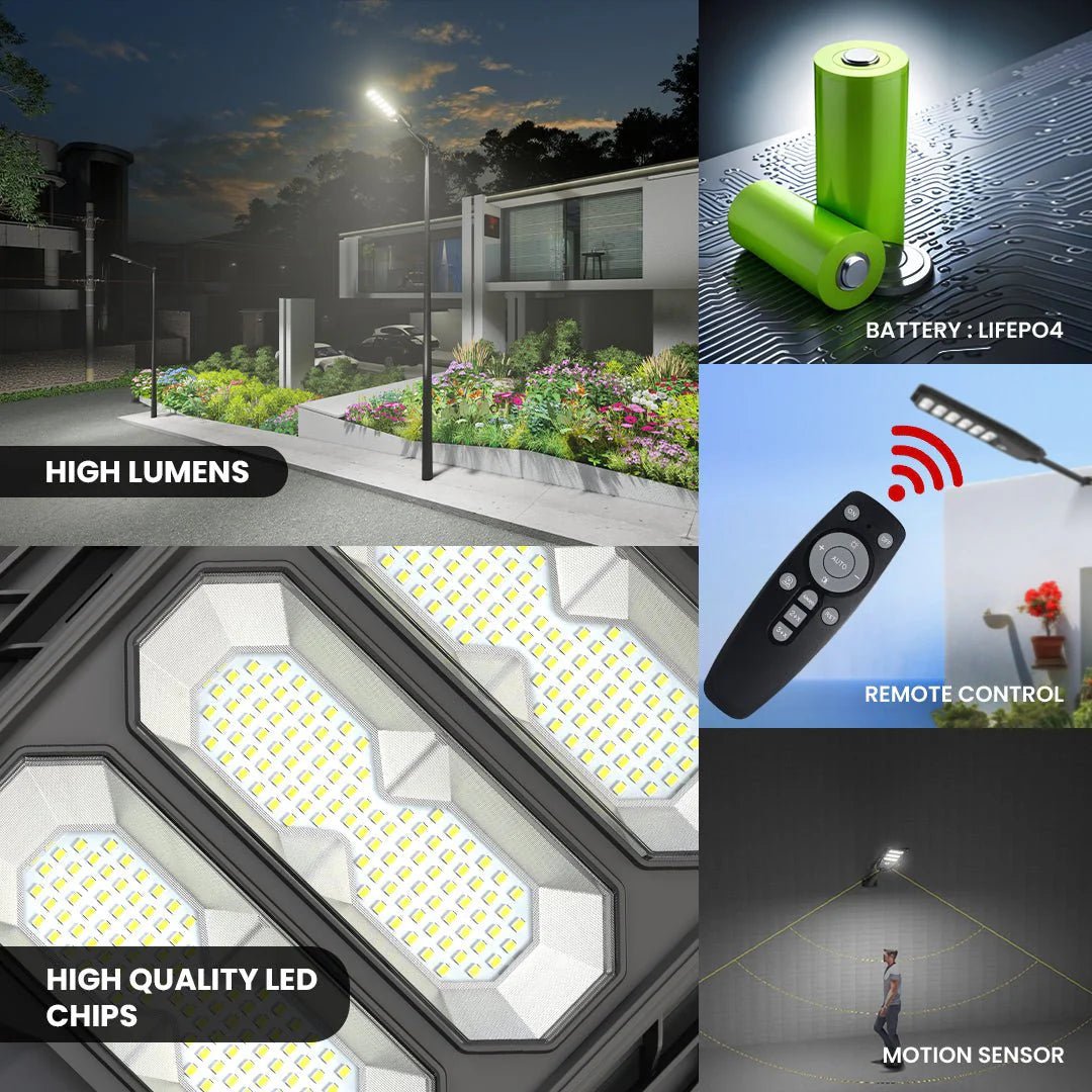 Hardoll 300W All in One Solar Street Light LED Outdoor Waterproof Lamp for Home Garden (ABS - Pack of 1) - Hardoll