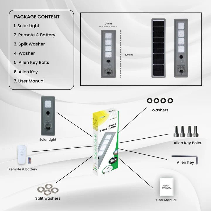 Hardoll 400W All in One Solar Street Light LED Outdoor Waterproof Lamp for Home Garden,Die cast Aluminium(Cool White - Pack of 1) - Replaceable Battery - Hardoll
