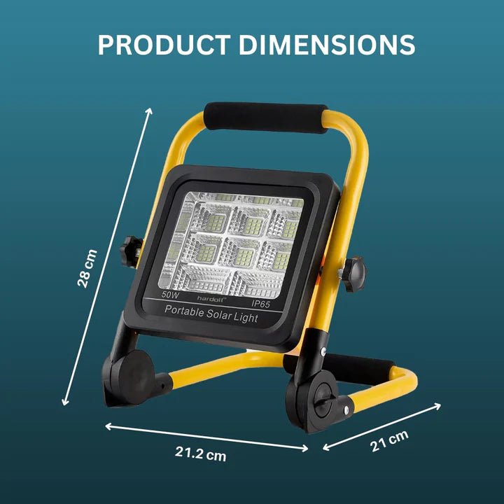 Hardoll 50W Solar Portable LED Work Light Waterproof Outdoor Camping Emergency Car Job Site Lighting - Hardoll