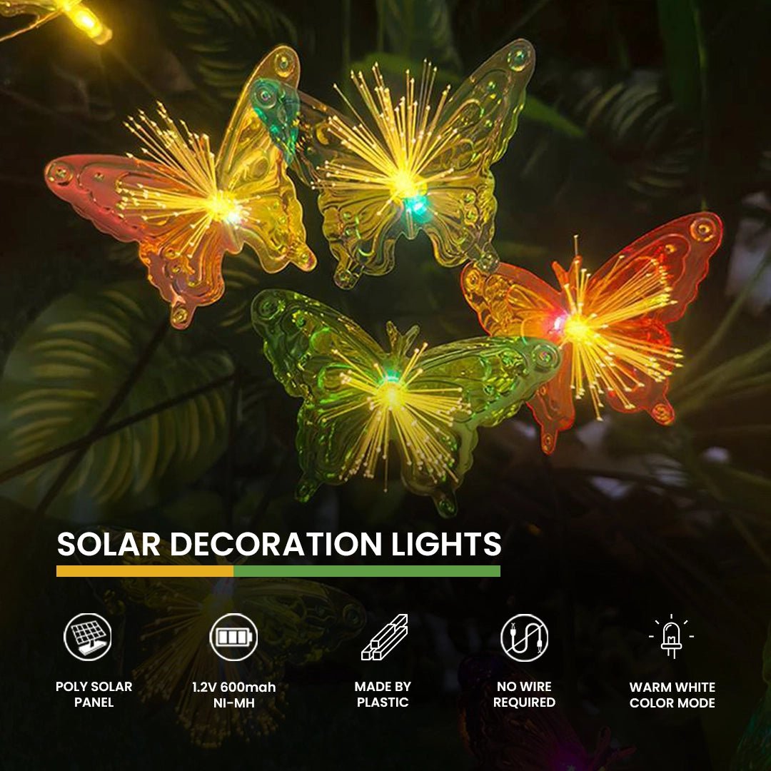 Hardoll Solar Decorative Fibre Butterfly Light Warm White Color LED Waterproof Outdoor Home Garden Pathway Lawn Driveway(Pack of 1) - Hardoll