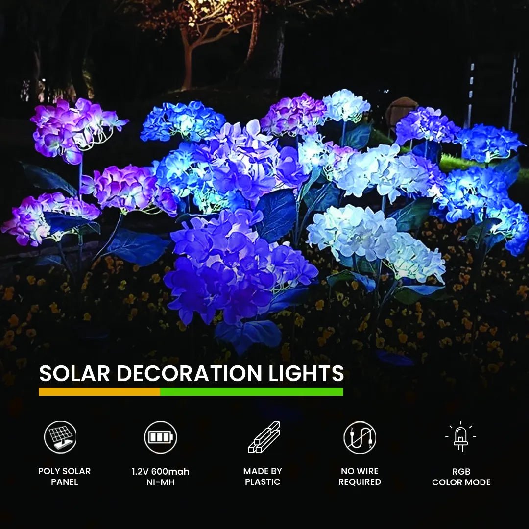 Hardoll Solar Decorative Light Hydrangea Flower Shaped RGB Color LED lamp for Waterproof Outdoor Home Garden Yard(Blue Color - Pack of 1) - Hardoll