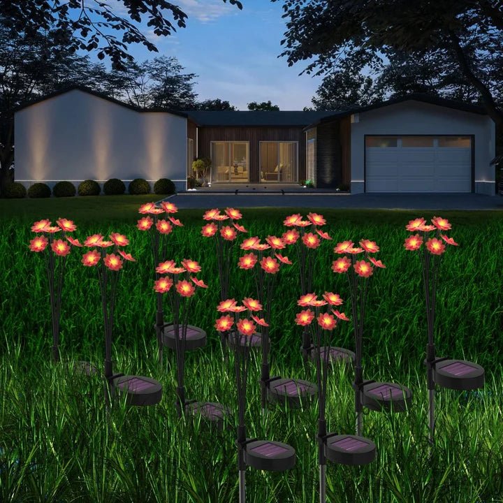 Hardoll Solar Flower Lights Outdoor 6 LED Flower Lamp for Home Outdoor Garden Waterproof Decoration(Warm White - Pack of 2) - Hardoll