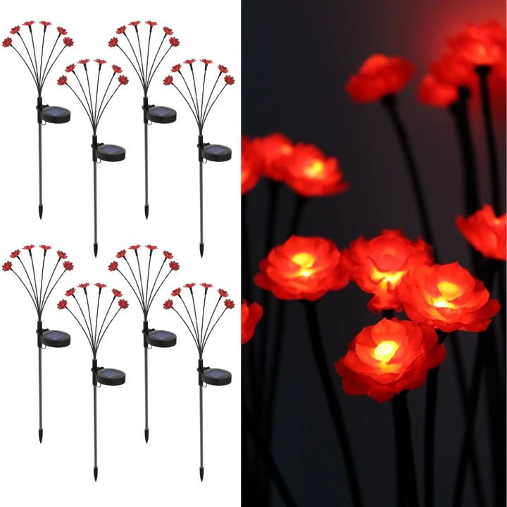 Hardoll Solar Flower Lights Outdoor 6 LED Flower Lamp for Home Outdoor Garden Waterproof Decoration(Warm White - Pack of 2) - Hardoll