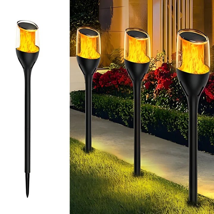 Hardoll Solar Light Outdoor 12 LED Flickering Mashaal Flame Light Self Locking Key Switch Garden Pathway Waterproof Lamp(Pack of 1)(Refurbished) - Hardoll