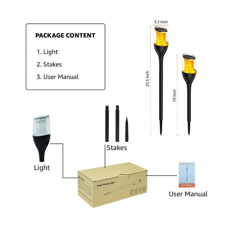 Hardoll Solar Light Outdoor 12 LED Flickering Mashaal solar flame light Self Locking Key Switch Garden Pathway Waterproof Lamp(Pack of 1) - Hardoll