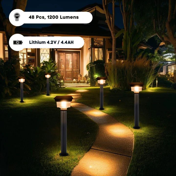 Hardoll Solar Lights for Home Garden Outdoor 48LED Waterproof Pillar Wall Gate Post Lamp with Pole(Cool&Warm White, Aluminium+PC) - Hardoll