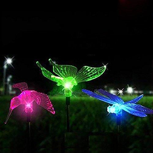 Hardoll Solar Lights For Home Garden Outdoor Stake Bird Lamp (Pack of 3, RGB) - Hardoll