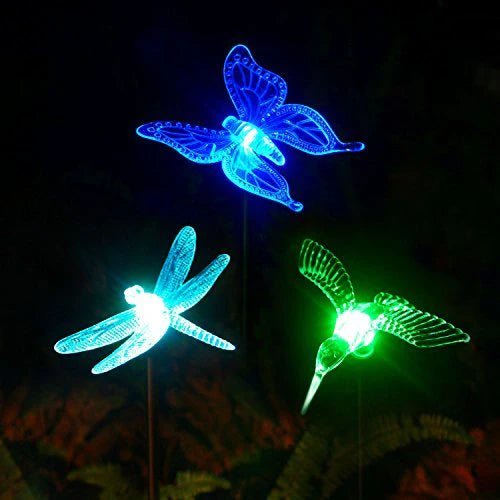 Hardoll Solar Lights For Home Garden Outdoor Stake Bird Lamp (Pack of 3, RGB) - Hardoll