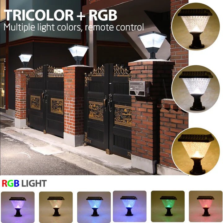 Hardoll Solar Lights for Home Outdoor Garden 33 LED Waterproof Pillar Wall Gate Post Lamp (Pack of 1 - Warm White and RGB)(Refurbished) - Hardoll