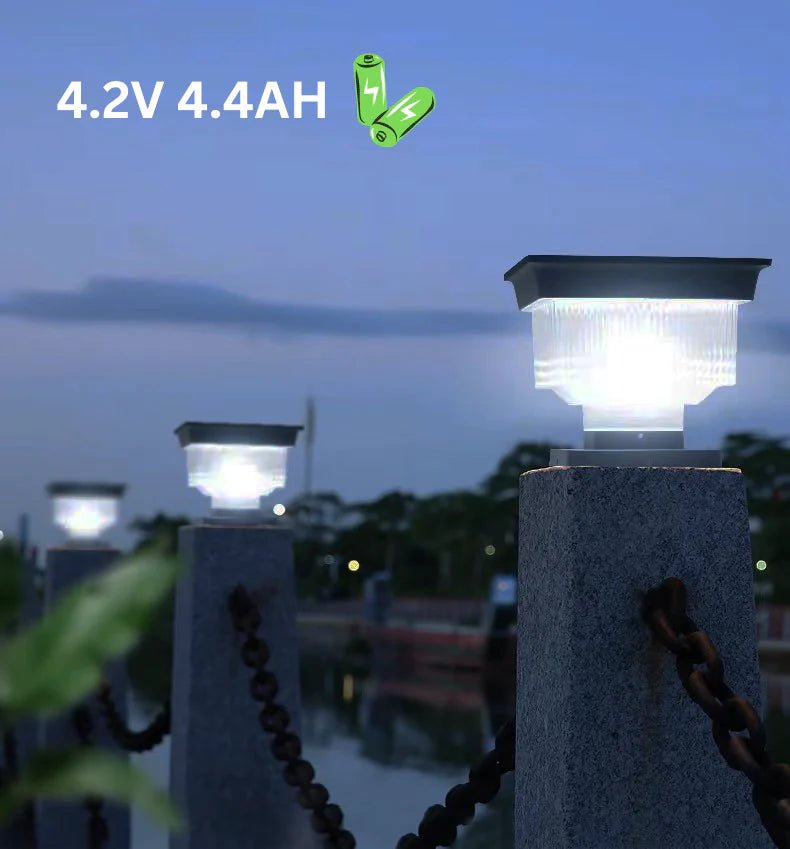 Hardoll Solar Lights for Home Outdoor Garden 48LED Waterproof Pillar Wall Gate Post Lamp (Pack of 1 - Cool&Warm White, Aluminium+PC) - Hardoll