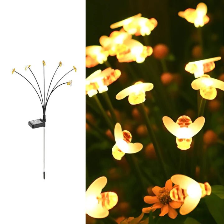 Hardoll Solar Lights Outdoor 6 LED Honey Bee Lamp for Home Garden Waterproof Decoration (Warm White - Pack of 1)(Refurbished) - Hardoll