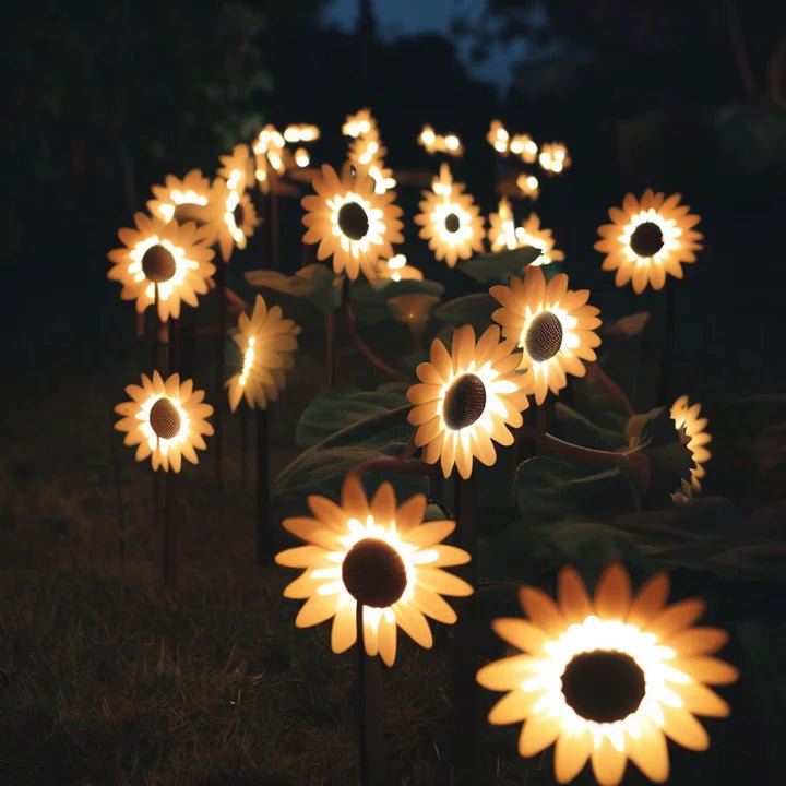 Hardoll Solar Lights Outdoor Garden Decorative 9 LED Sunflower Lamp for Home Garden Waterproof (Warm White - Pack of 1) - Hardoll