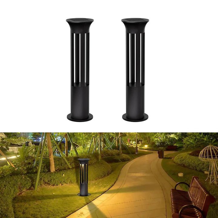 Hardoll Solar Outdoor Round Bollard LED Garden Lights for Waterproof Exterior Pathway Lamp Decoration (Pack of 1 - Warm White,Height=60 cm) - Battery Replaceable - Hardoll