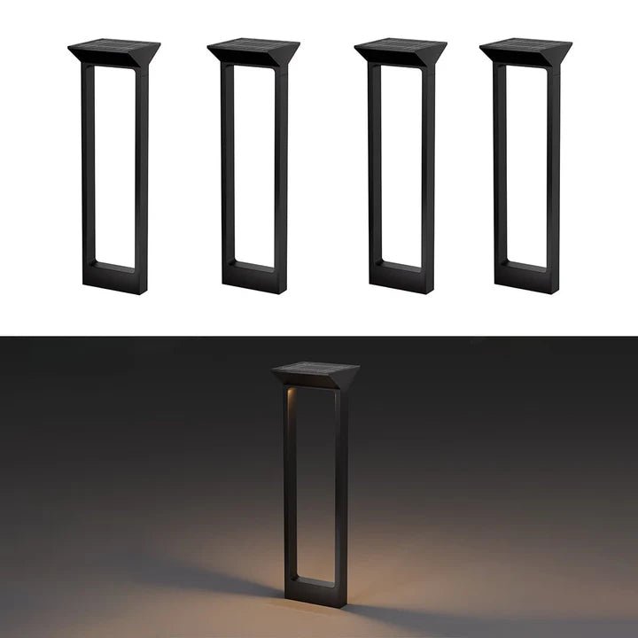 Hardoll Solar Outdoor Square Bollard LED Garden Lights for Waterproof Exterior Pathway Lamp Decoration(Pack of 1 - Warm White, 2 Side Lighting) - Battery Replaceable - Hardoll