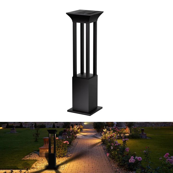 Hardoll Solar Outdoor Square Bollard LED Garden Lights for Waterproof Exterior Pathway Lamp Decoration(Pack of 1 - Warm White,Height=60cm) - Battery Replaceable - Hardoll