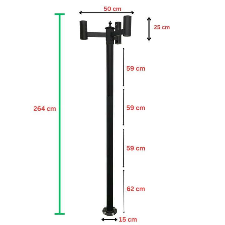 Hardoll Solar Pillar Gate Lamp Pole with 3 Arm - 6FT - Hardoll