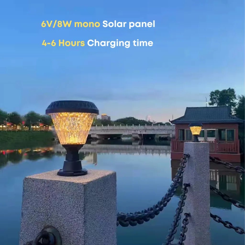 Hardoll Solar Pillar light outdoor for Home Garden 33 LED Waterproof Gate Lamp 10W (Round) - Hardoll