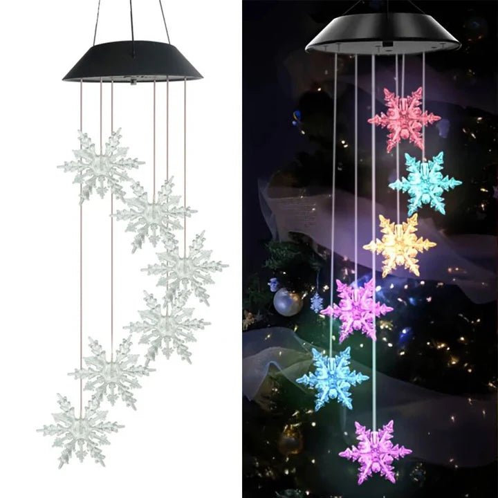 Hardoll Solar Powered Decorative Hanging Windchimes Light Snowflake Shaped Multicolor Waterproof Outdoor Home Garden Yard (Pack of 1) - Hardoll