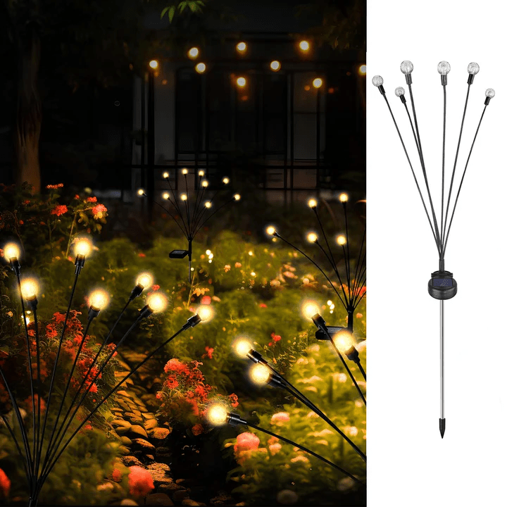 Hardoll solar - powered firefly lights Outdoor 6 LED Crystal Lamp for Home Garden Waterproof Decoration (Warm White - Pack of 1) - Hardoll