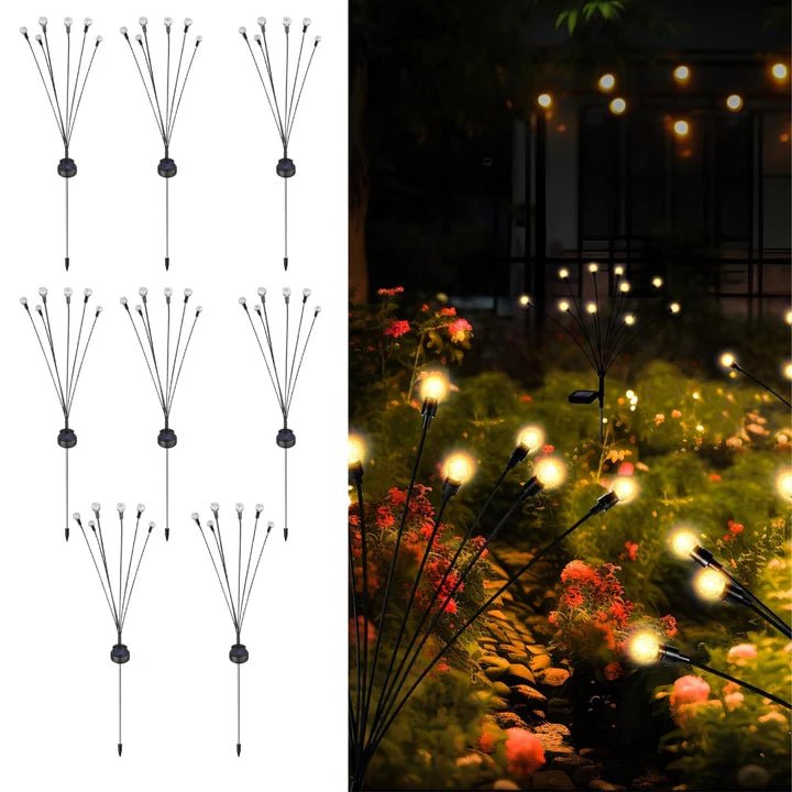 Hardoll solar - powered firefly lights Outdoor 6 LED Crystal Lamp for Home Garden Waterproof Decoration (Warm White - Pack of 1) - Hardoll