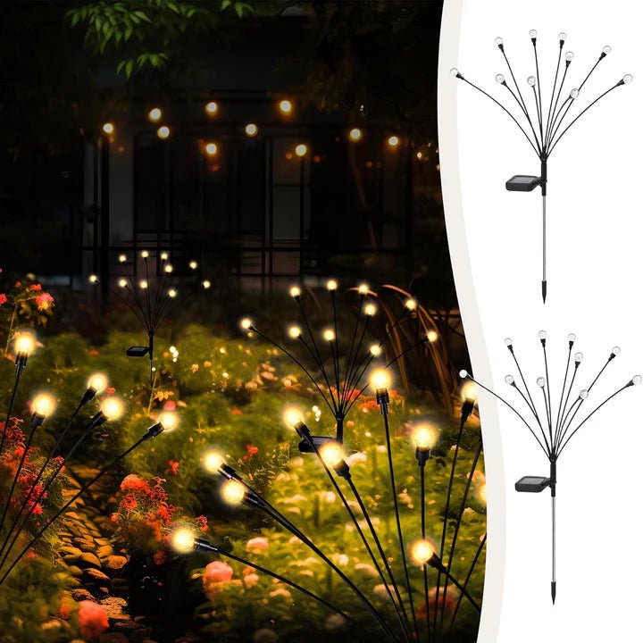 Hardoll solar - powered firefly lights Outdoor 6 LED Crystal Lamp for Home Garden Waterproof Decoration (Warm White - Pack of 1) - Hardoll