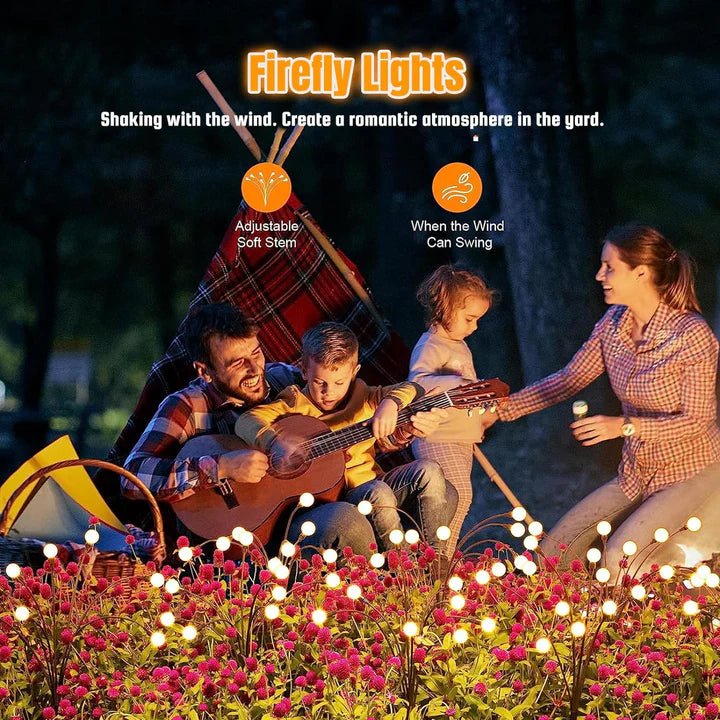 Hardoll solar - powered firefly lights Outdoor 6 LED Crystal Lamp for Home Garden Waterproof Decoration (Warm White - Pack of 1) - Hardoll