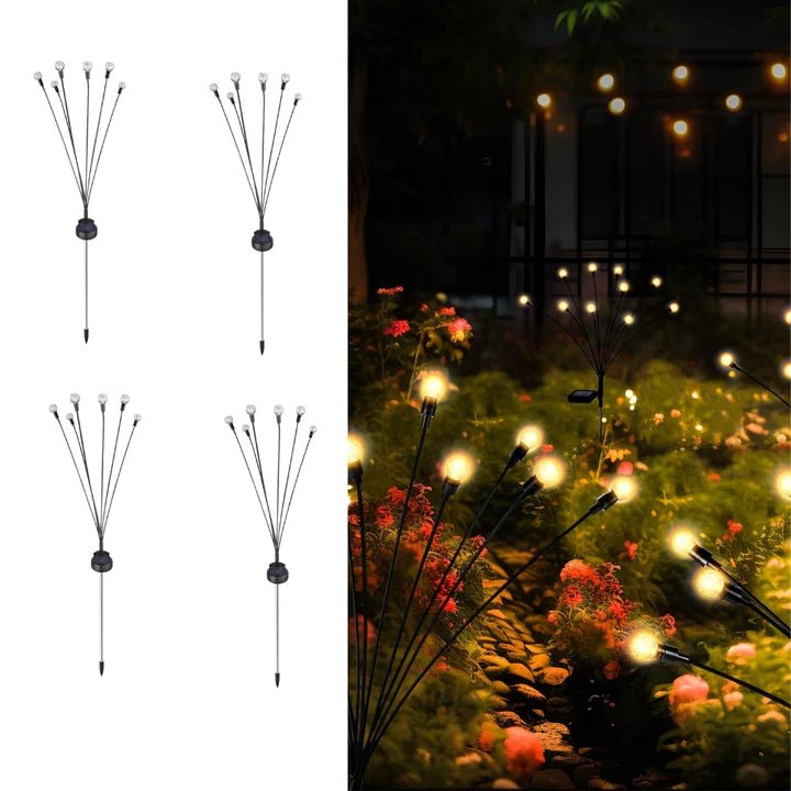 Hardoll solar - powered firefly lights Outdoor 6 LED Crystal Lamp for Home Garden Waterproof Decoration (Warm White - Pack of 1) - Hardoll