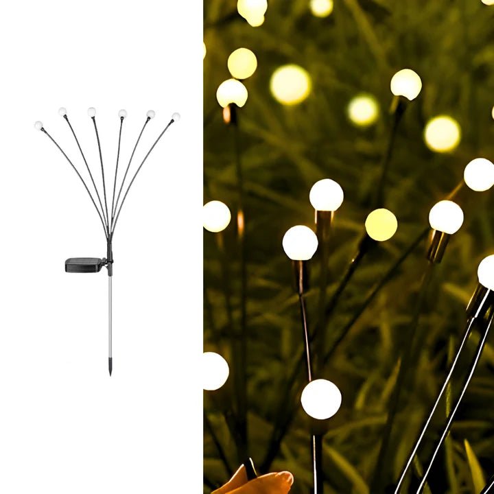 Hardoll Solar Powered Garden Decor 6 LED Firefly Lamp for Home Garden Waterproof Decoration (Warm White - Pack of 1) - Hardoll