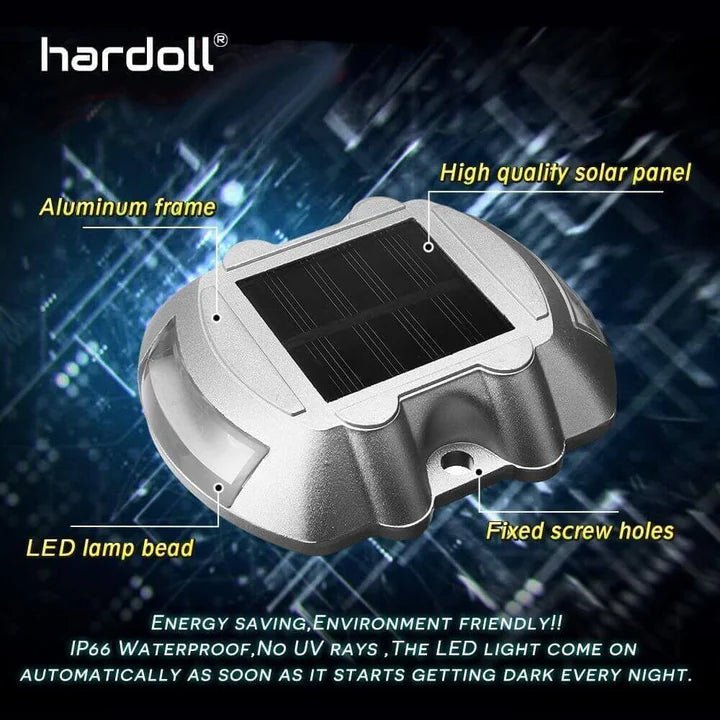 Hardoll Solar Road Stud Light 6 LED Lamp Waterproof Pathway Lights for Outdoor for Garden (Yellow Flashing - Refurbished) - Hardoll