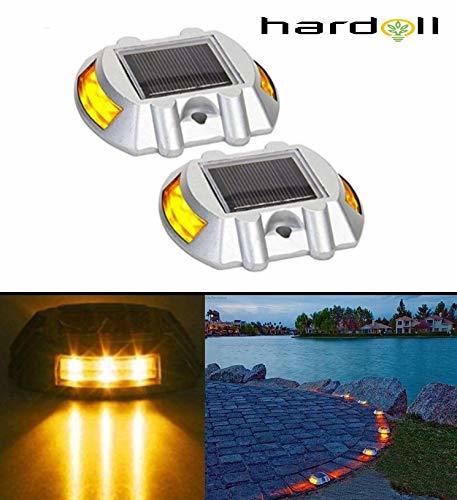 Hardoll Solar Road Stud Light 6 LED Lamp Waterproof Pathway Lights for Outdoor for Garden (Yellow Flashing - Refurbished) - Hardoll