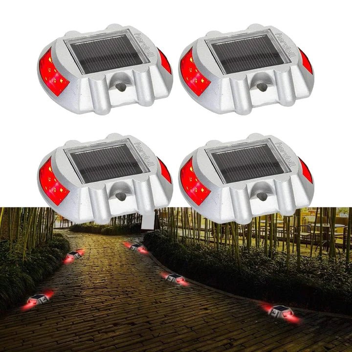 Hardoll Solar Road Stud Light 6 LED Lamp Waterproof Step Pathway Lights for Driveway and Outdoor(RED Flashing) - Hardoll