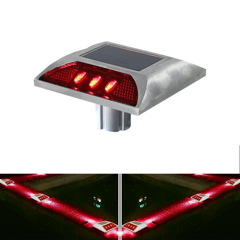 Hardoll Solar Road Stud Light for Home Garden Waterproof Outdoor Rechargeable 6 LED Lamp for Step Pathway Lights Security Driveway Lantern (Red Flashing) for Commercial Purpose - Pack of 1 - Hardoll