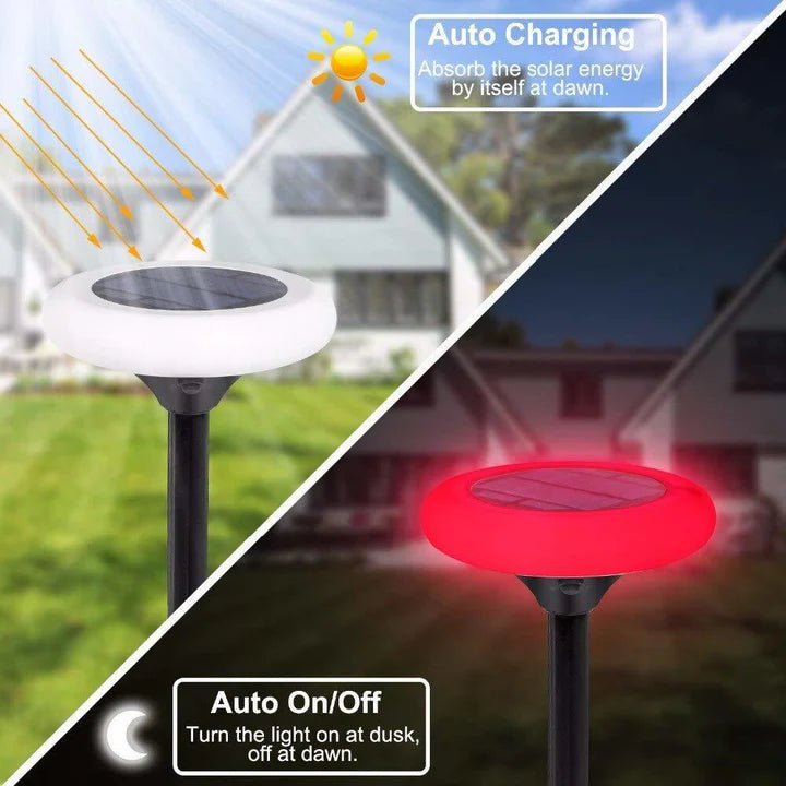 Hardoll Solar stake Lights for House Garden Outdoor Color Changing Disk Shaped Waterproof LED Lamp - Hardoll