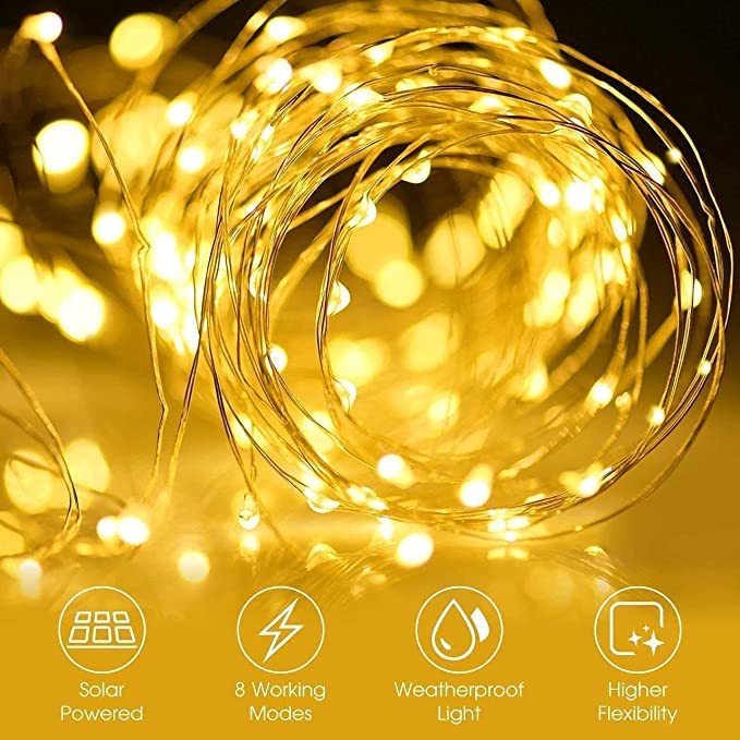 Hardoll Solar String Lights 200 LED Decorative Lighting for Garden, Home,Lawn, Party,Holiday,Indoor,Outdoor Waterproof(Warm White) - Hardoll