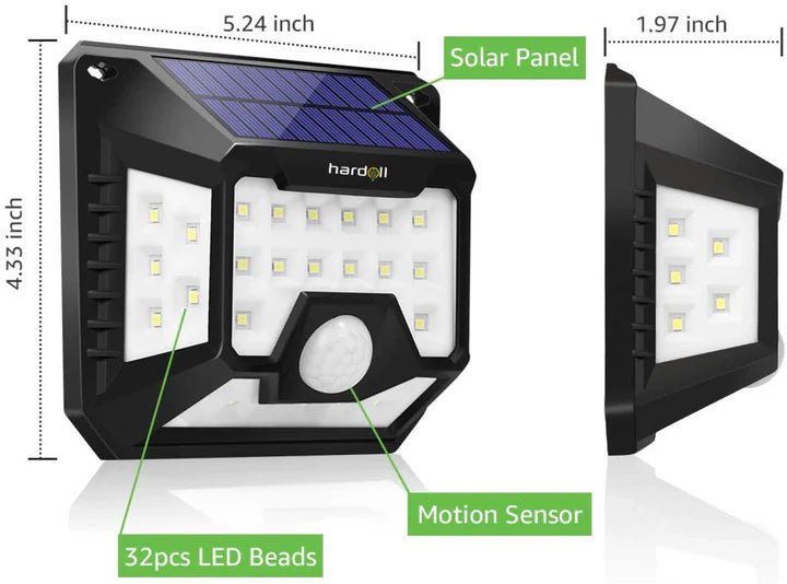 Motion Sensor 32 LED Waterproof Hardoll Solar Automatic Lights for Home Outdoor Garden Security (Refurbished) - Hardoll